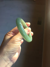 Load image into Gallery viewer, 52.5mm Certified Type A 100% Natural Oily Dark Green Gray Black(油青) Oval Jadeite Jade Bangle PH257-7126