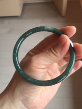 Load image into Gallery viewer, 60.6mm Certified Type A 100% Natural dark green blue gray black slim round cut Guatemala Jadeite bangle PC187-0783