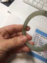 Load image into Gallery viewer, 54.5mm Certified type A 100% Natural light green dark green floating seaweed round cut Jadeite bangle PC137-6611