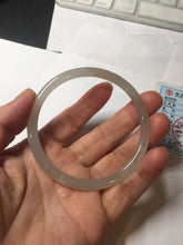 Load image into Gallery viewer, 59mm Certified 100% Natural icy white/gray/pale pink(淡藕粉) slim round cut nephrite jade bangle HN43-9200