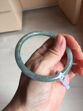 Load image into Gallery viewer, 56.6mm Type A 100% Natural Light Green/Gray/Black/Brown “Reed Flowers & Snow” Guatemala Slim Round Cut Jadeite Bangle PJ130-1426