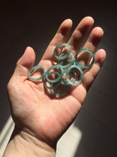 Load image into Gallery viewer, 17.5mm 7 1/4 100% natural type A icy watery green/blue icy watery Guatemala jadeite jade band ring group PJ33