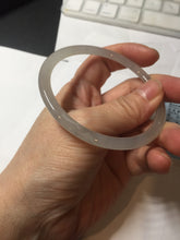 Load image into Gallery viewer, 59mm Certified 100% Natural icy white/gray/pale pink(淡藕粉) slim round cut nephrite jade bangle HN43-9200