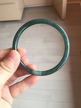 Load image into Gallery viewer, 60.6mm Certified Type A 100% Natural dark green blue gray black slim round cut Guatemala Jadeite bangle PC187-0783