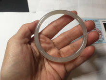 Load image into Gallery viewer, 59mm Certified 100% Natural icy white/gray/pale pink(淡藕粉) slim round cut nephrite jade bangle HN43-9200