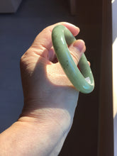 Load image into Gallery viewer, 58.4mm Certified Type A 100% Natural Oily Dark Green Gray Black(油青) Jadeite Jade Bangle PH259-7141