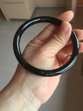 Load image into Gallery viewer, 65mm 100% Natural dark green/black meteorite Stellar Night sky slim round cut nephrite bangle HN75-0749