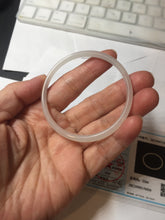 Load image into Gallery viewer, 52.1mm Certified 100% Natural icy white/gray slim round cut nephrite jade bangle HN44-9225