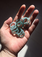 Load image into Gallery viewer, 15.5mm size 4 3/4 100% natural type A icy watery green/blue icy watery Guatemala jadeite jade band ring group PE126