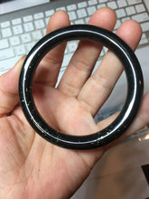 Load image into Gallery viewer, 54.2mm certified 100% Natural dark green/black meteorite round cut nephrite bangle HT169-0567