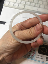 Load image into Gallery viewer, 52.1mm Certified 100% Natural icy white/gray slim round cut nephrite jade bangle HN44-9225