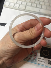 Load image into Gallery viewer, 52.1mm Certified 100% Natural icy white/gray slim round cut nephrite jade bangle HN44-9225