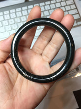 Load image into Gallery viewer, 54.2mm certified 100% Natural dark green/black meteorite round cut nephrite bangle HT169-0567