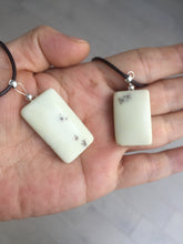 Load image into Gallery viewer, 100% natural light yellow/brown soap shape square nephrite jade safe and sound pendant group HT37