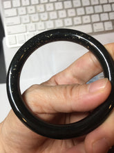 Load image into Gallery viewer, 54.2mm certified 100% Natural dark green/black meteorite round cut nephrite bangle HT169-0567