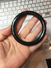 Load image into Gallery viewer, 54.2mm certified 100% Natural dark green/black meteorite round cut nephrite bangle HT169-0567