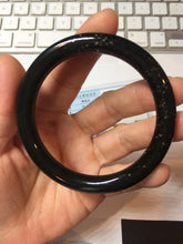 Load image into Gallery viewer, 54.2mm certified 100% Natural dark green/black meteorite round cut nephrite bangle HT169-0567