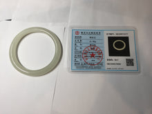 Load image into Gallery viewer, 52.9mm Certified 100% Natural icy white light yellow crystal sugar color(黄冰糖) slim round cut nephrite jade bangle HN45-9177