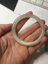 Load image into Gallery viewer, 52.9mm Certified 100% Natural icy white light yellow crystal sugar color(黄冰糖) slim round cut nephrite jade bangle HN45-9177