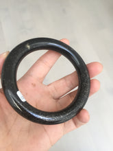 Load image into Gallery viewer, 54.9mm certified 100% Natural black(MO YU 墨玉) meteorite Stellar Night sky chubby round cut nephrite bangle HF119-8244