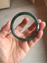 Load image into Gallery viewer, 54mm Certified Type A 100% Natural dark green/blue/gray Guatemala slim round cut Jadeite bangle PC184-0790