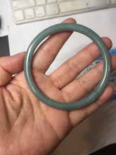 Load image into Gallery viewer, 63mm Certified Type A 100% Natural Light Blue Green Gray Ru Kiln Sky Celadon Blue (汝窑天青蓝) Guatemala Jadeite Jade Slim Round Bangle BS172-8648