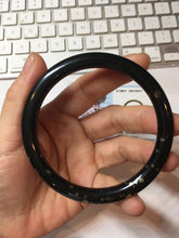 Load image into Gallery viewer, 60.8mm certified 100% Natural dark green/black meteorite round cut nephrite bangle HT170-0577