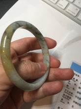 Load image into Gallery viewer, 52mm certified Type A 100% Natural light green yellow brown autumn colors slim oval Jadeite Jade bangle Q140-4074
