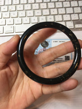 Load image into Gallery viewer, 60.8mm certified 100% Natural dark green/black meteorite round cut nephrite bangle HT170-0577
