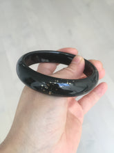 Load image into Gallery viewer, 60.4mm 100% Natural dark green/black meteorite Stellar Night sky broad style nephrite Jade bangle HF117-1025