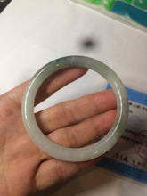 Load image into Gallery viewer, 54.5mm Certified type A 100% Natural icy watery dark green/white round cut Jadeite bangle BG74-0417
