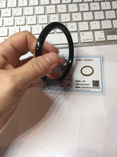 Load image into Gallery viewer, 60.8mm certified 100% Natural dark green/black meteorite round cut nephrite bangle HT170-0577