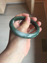 Load image into Gallery viewer, 62.3mm certified 100% natural Type A oily dark green gray black(老油青) jadeite jade bangle BS180-0055