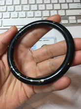 Load image into Gallery viewer, 60.8mm certified 100% Natural dark green/black meteorite round cut nephrite bangle HT170-0577