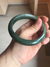 Load image into Gallery viewer, 62.3mm certified 100% natural Type A oily dark green gray black(老油青) jadeite jade bangle BS180-0055
