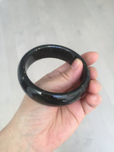 Load image into Gallery viewer, 58mm 100% Natural dark green/black meteorite Stellar Night sky broad style nephrite Jade bangle HF116-1263