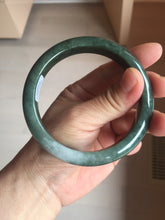 Load image into Gallery viewer, 62.3mm certified 100% natural Type A oily dark green gray black(老油青) jadeite jade bangle BS180-0055