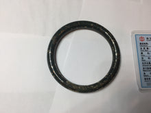 Load image into Gallery viewer, 60.5mm 100% Natural Dark Green/Black Meteorite Star Night Sky Galaxy Nephrite Bangle HT171-0553