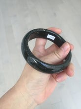 Load image into Gallery viewer, 60mm 100% Natural dark green/black meteorite Stellar Night sky broad style nephrite Jade bangle HF115-1247