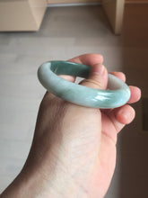 Load image into Gallery viewer, 55.5mm certified 100% natural Type A oily dark green gray black(老油青) half mountain half water (半山半水) oval jadeite jade bangle BS179-0065