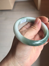 Load image into Gallery viewer, 55.5mm certified 100% natural Type A oily dark green gray black(老油青) half mountain half water (半山半水) oval jadeite jade bangle BS179-0065
