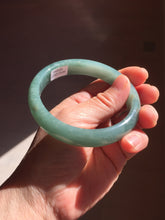 Load image into Gallery viewer, 61.5mm Certified Type A 100% Natural Light Green/Blue/Gray With Flying Snow Guatemala Jadeite Bangle PH263-1244
