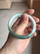 Load image into Gallery viewer, 55.5mm certified 100% natural Type A oily dark green gray black(老油青) half mountain half water (半山半水) oval jadeite jade bangle BS179-0065
