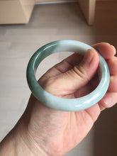 Load image into Gallery viewer, 55.5mm certified 100% natural Type A oily dark green gray black(老油青) half mountain half water (半山半水) oval jadeite jade bangle BS179-0065
