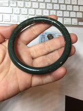Load image into Gallery viewer, 60.5mm 100% Natural Dark Green/Black Meteorite Star Night Sky Galaxy Nephrite Bangle HT171-0553