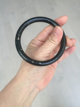 Load image into Gallery viewer, 61.4mm certified 100% Natural dark green/black meteorite Stellar Night sky slim round cut nephrite bangle HF114-1255