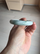 Load image into Gallery viewer, 55.5mm certified 100% natural Type A oily dark green gray black(老油青) half mountain half water (半山半水) oval jadeite jade bangle BS179-0065