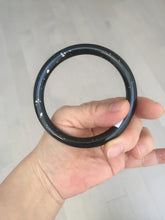 Load image into Gallery viewer, 61.4mm certified 100% Natural dark green/black meteorite Stellar Night sky slim round cut nephrite bangle HF114-1255