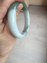 Load image into Gallery viewer, 55.5mm certified 100% natural Type A oily dark green gray black(老油青) half mountain half water (半山半水) oval jadeite jade bangle BS179-0065