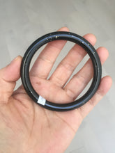 Load image into Gallery viewer, 61.4mm certified 100% Natural dark green/black meteorite Stellar Night sky slim round cut nephrite bangle HF114-1255
